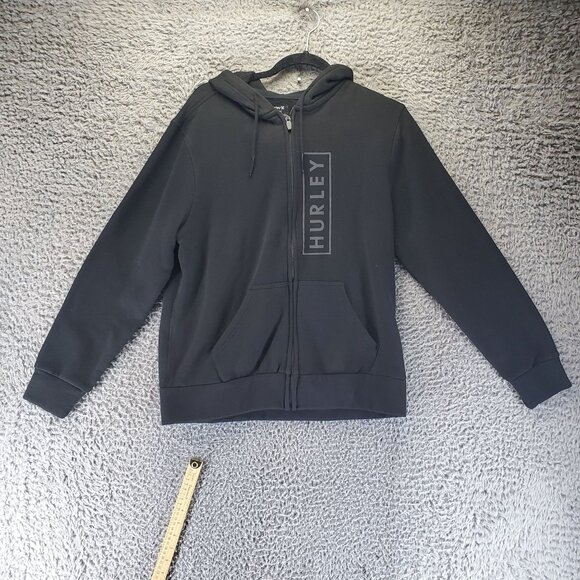Hurley Shirt Mens Medium Black Full Zip Kangaroo Pocket Hoodie - Picture 1 of 10
